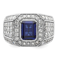 10k White Gold 1 7/8 ct Lab Grown Dia VS/SI+ G+ & Cr Sapphire Men's Ring