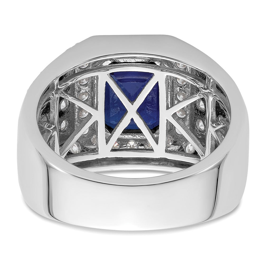 10k White Gold 1 7/8 ct Lab Grown Dia VS/SI+ G+ & Cr Sapphire Men's Ring