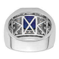 10k White Gold 1 7/8 ct Lab Grown Dia VS/SI+ G+ & Cr Sapphire Men's Ring