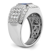 10k White Gold 1 7/8 ct Lab Grown Dia VS/SI+ G+ & Cr Sapphire Men's Ring