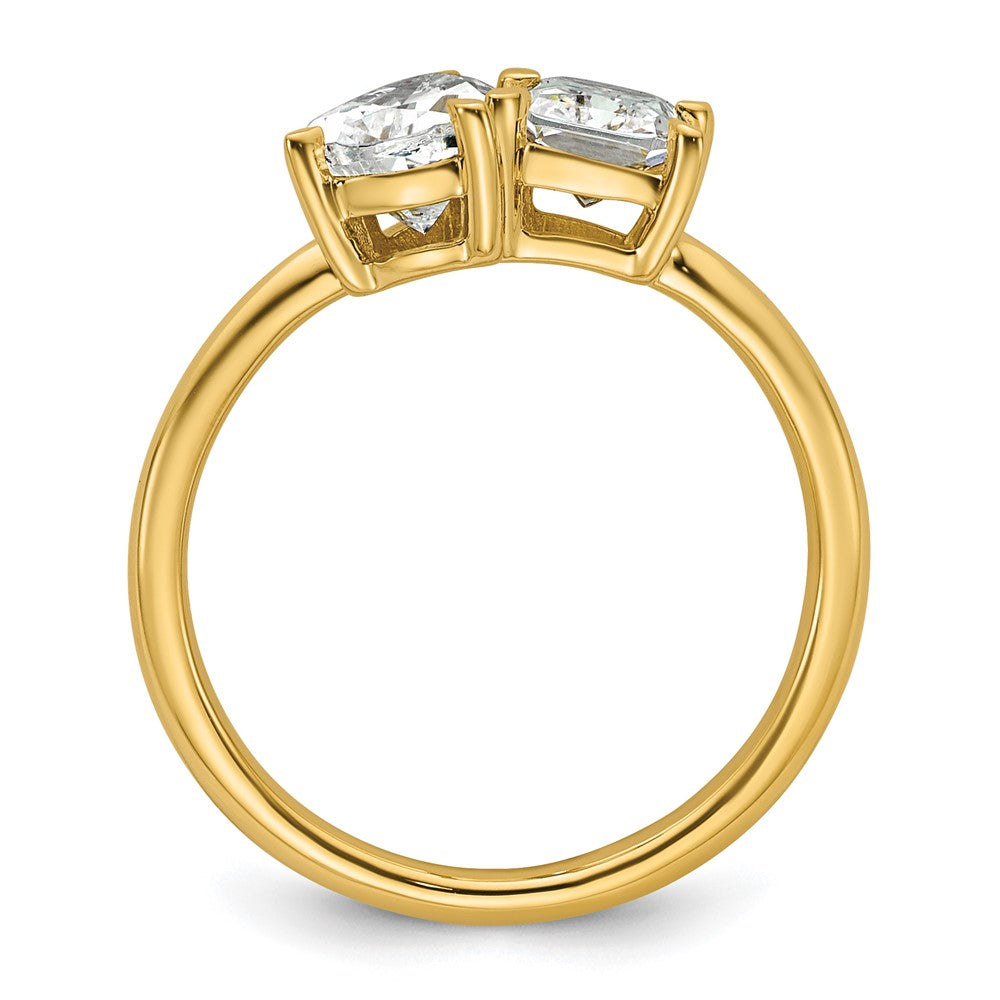 14k YG Pear/Radiant Two-stone  Ring Mounting
