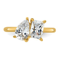 14k YG Pear/Radiant Two-stone  Ring Mounting