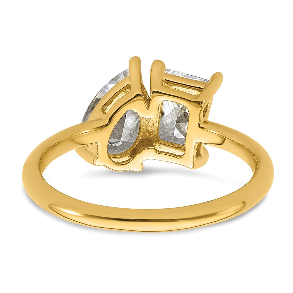 14ky Lab Grown Dia VS+ F+ Pear/Radiant Two-stone Complete Ring