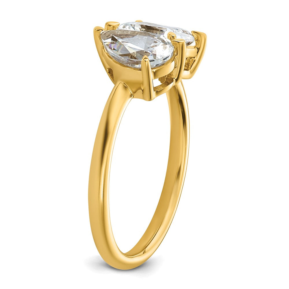 14ky Lab Grown Dia VS+ F+ Pear/Radiant Two-stone Complete Ring
