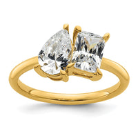 14ky Lab Grown Dia VS+ F+ Pear/Radiant Two-stone Complete Ring