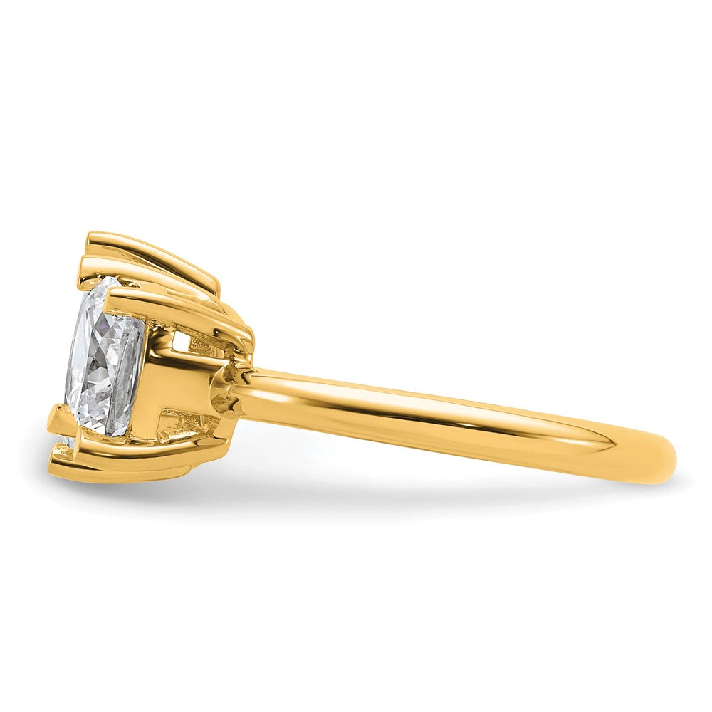 14k 2ct Lab Grown Diamond VS+ F+ Cushion&Pear Comp 2 Stone Eng Ring
