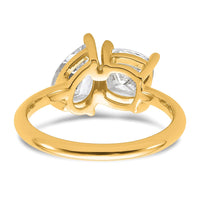 14k 2ct Lab Grown Diamond VS+ F+ Cushion&Pear Comp 2 Stone Eng Ring