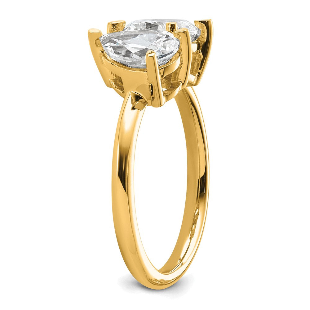 14k 2ct Lab Grown Diamond VS+ F+ Cushion&Pear Comp 2 Stone Eng Ring