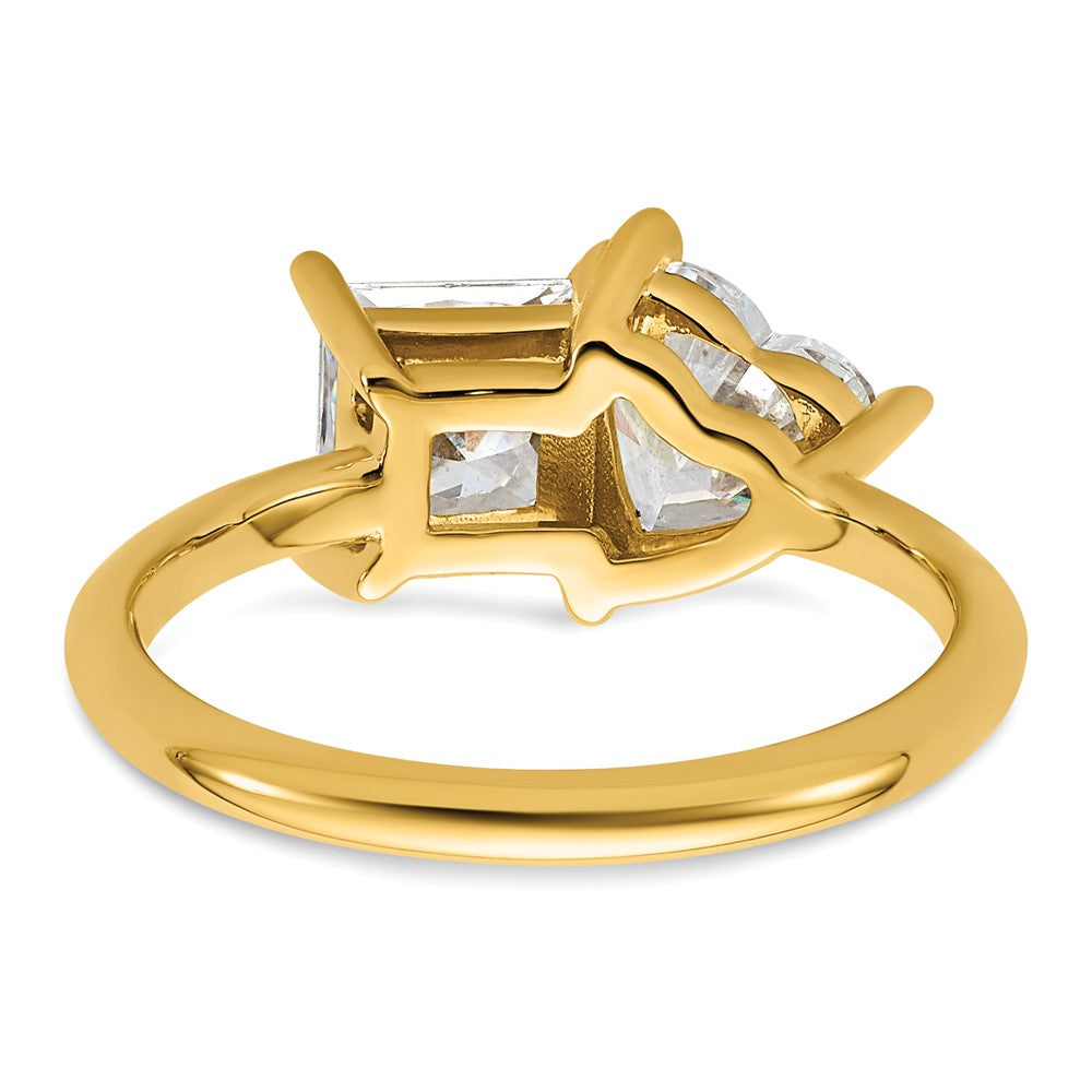 14k 2 1/8ct Lab Grown Dia VS+ F+ Princess&Heart Comp 2 Stone Eng Ring