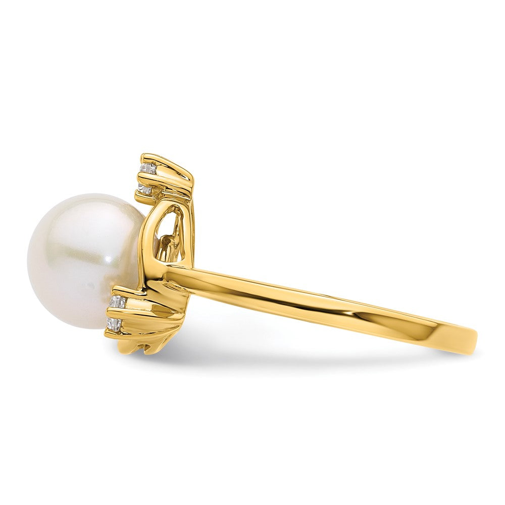 14k 1/5 ct Lab Grown Diamond VS/SI+ G+ & 8.00 mm FWC Pearl Ring