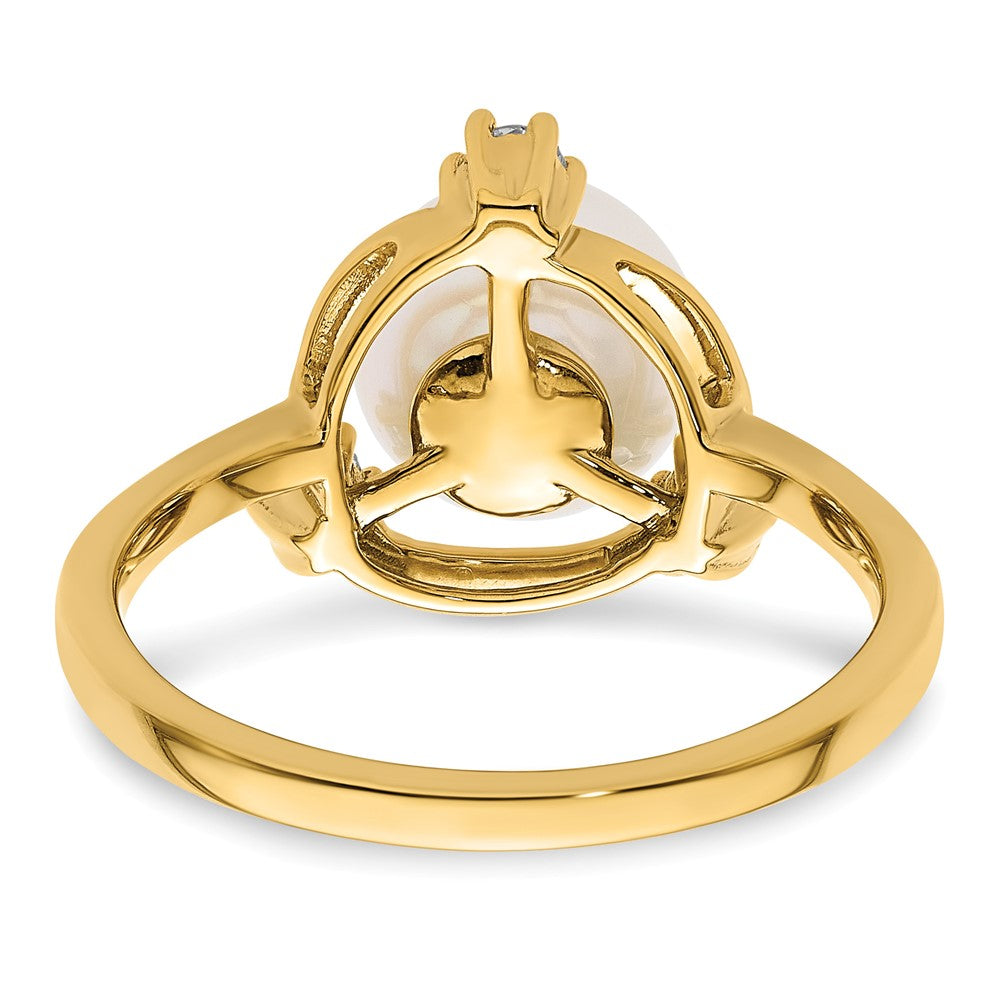 14k 1/5 ct Lab Grown Diamond VS/SI+ G+ & 8.00 mm FWC Pearl Ring