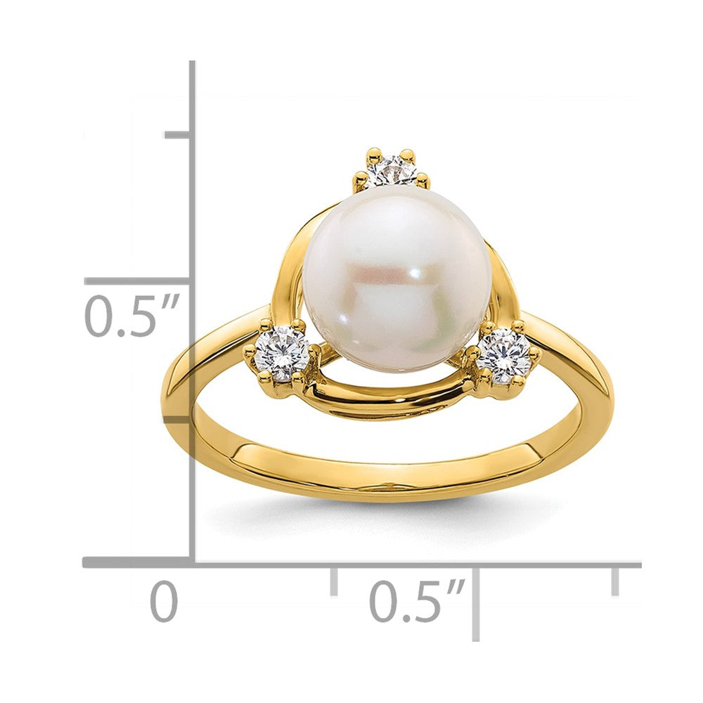 14k 1/5 ct Lab Grown Diamond VS/SI+ G+ & 8.00 mm FWC Pearl Ring