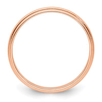 14k Rose Gold 3mm LTW Milgrain Half Round Band Size 10.5