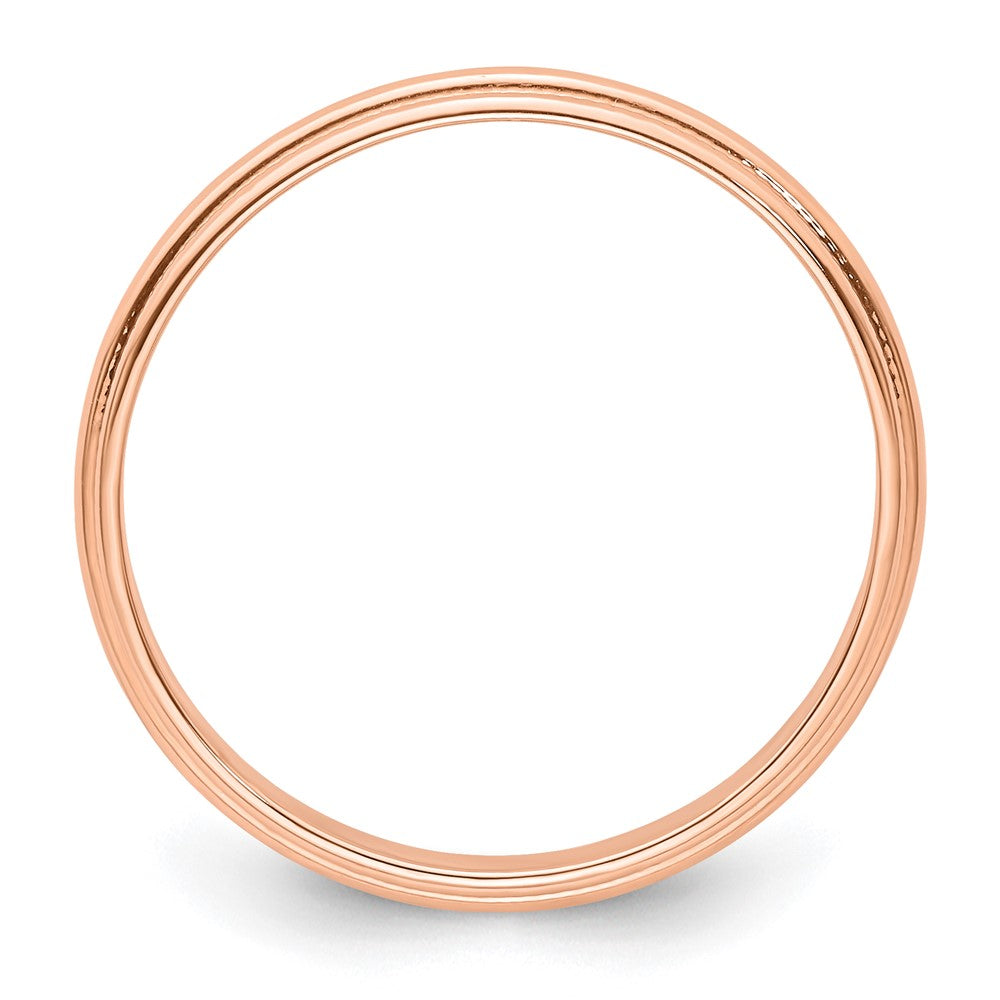 14k Rose Gold 3mm LTW Milgrain Half Round Band Size 8