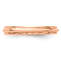 14k Rose Gold 3mm LTW Milgrain Half Round Band Size 5.5
