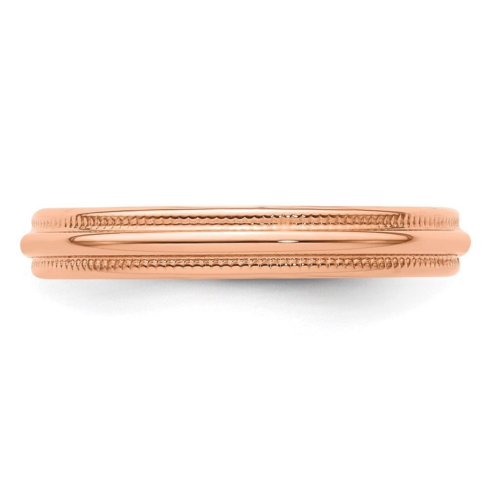 14k Rose Gold 3mm LTW Milgrain Half Round Band Size 8.5