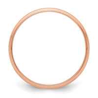 14k Rose Gold 4mm LTW Milgrain Half Round Band Size 10