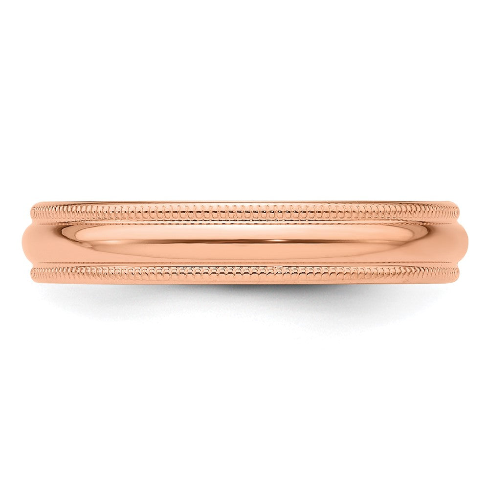 14k Rose Gold 4mm LTW Milgrain Half Round Band Size 8