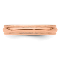 14k Rose Gold 4mm LTW Milgrain Half Round Band Size 4.5