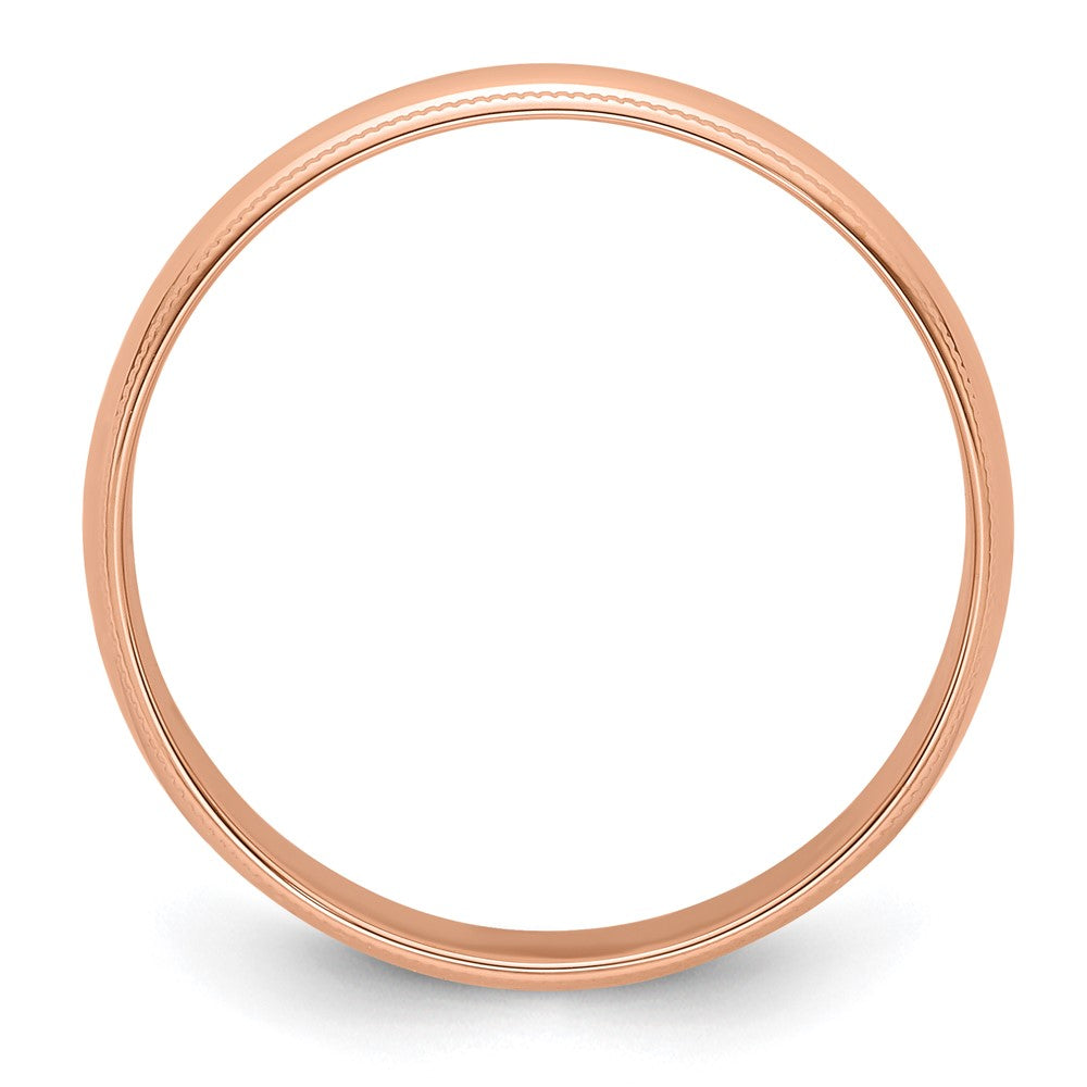 14k Rose Gold 5mm LTW Milgrain Half Round Band Size 12