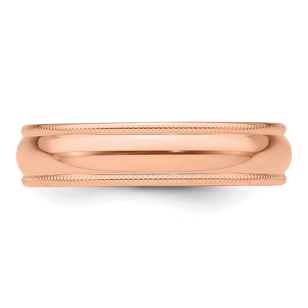 14k Rose Gold 5mm LTW Milgrain Half Round Band Size 6