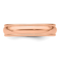 14k Rose Gold 5mm LTW Milgrain Half Round Band Size 5.5
