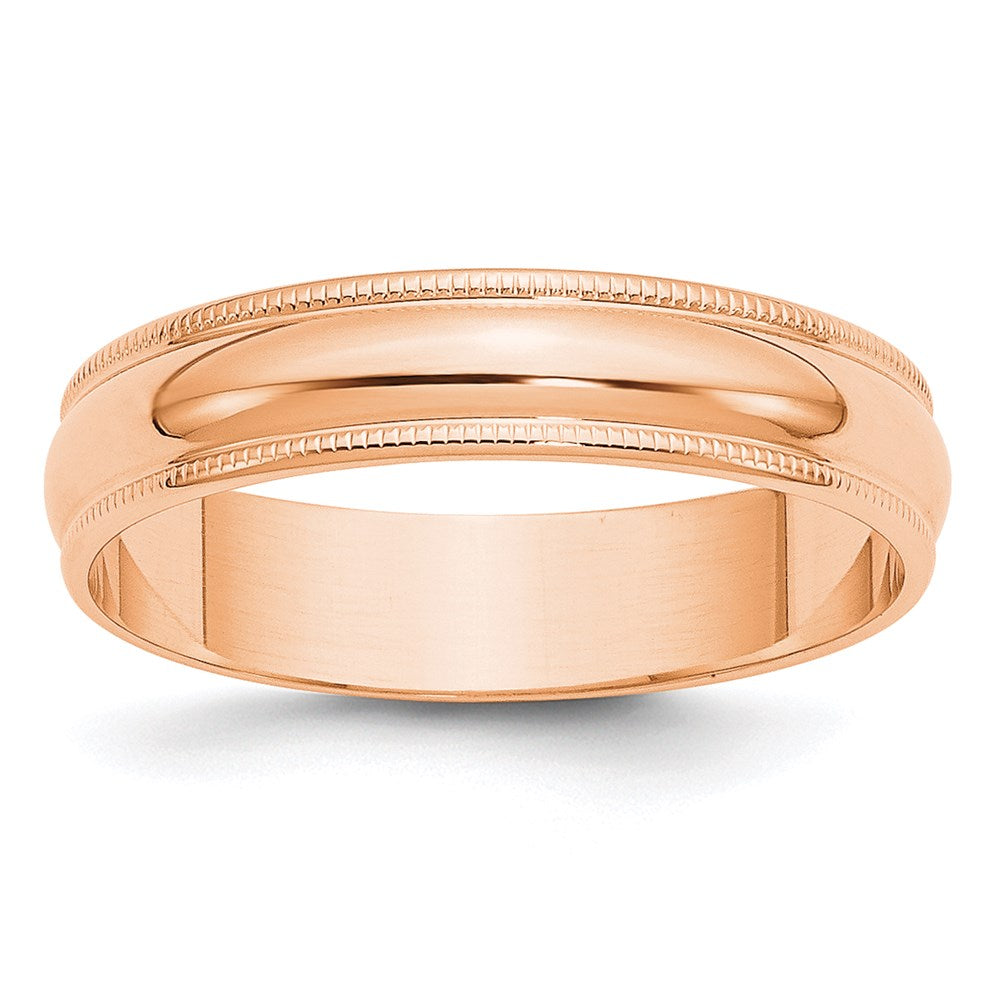 14k Rose Gold 5mm LTW Milgrain Half Round Band Size 11