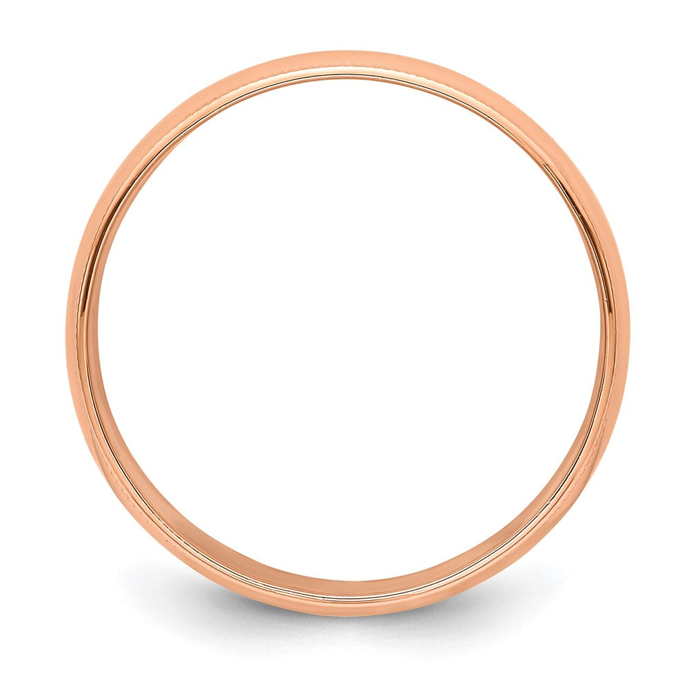 14k Rose Gold 6mm LTW Milgrain Half Round Band Size 14