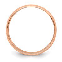 14k Rose Gold 6mm LTW Milgrain Half Round Band Size 14