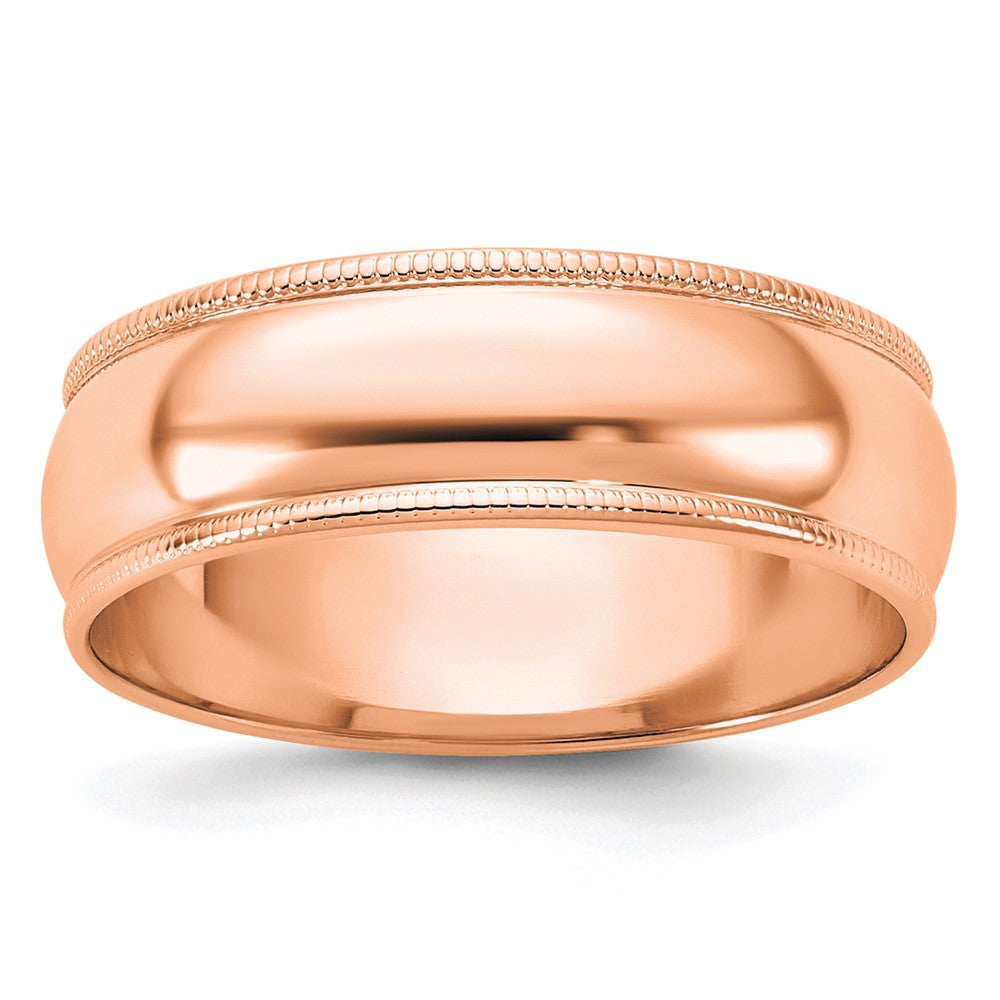 14k Rose Gold 6mm LTW Milgrain Half Round Band Size 12