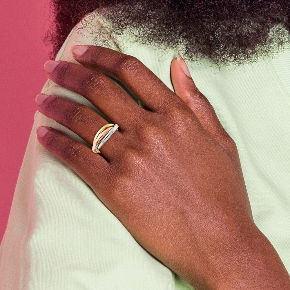 14k Tri-color Polished Rolling Ring