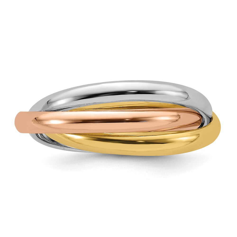 10k Tri-color Polished Rolling Ring Size 8.5