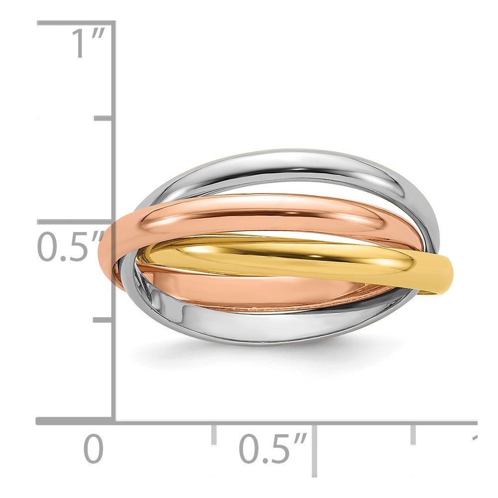 14k Tri-color Polished Rolling Ring