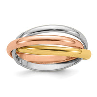 10k Tri-color Polished Rolling Ring Size 8.5