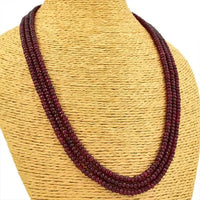 Red Ruby 205.00 Cts Earth Mined Round Cut Beads 3 Strand Necklace NK 34E172 ABC Jewelery