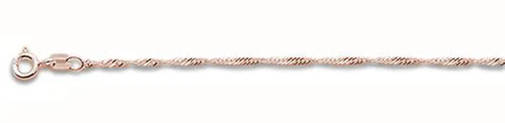 025-1.6MM Rose Gold Plated Singapore Chain .925 Solid Sterling Silver Available In 16"- 22" Inches ABC Rugs Kilims