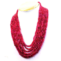 Round Shape 570.00 Cts Earth Mined Enhanced Ruby Beads Necklace NK 30E38 ABC Jewelery