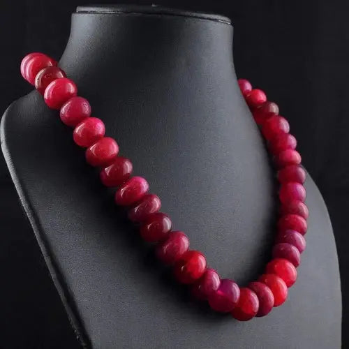 Round Shape Red Ruby 760 .00 Cts Beaded Womens Necklace Jewelery VK 27 E602 ABC Jewelery