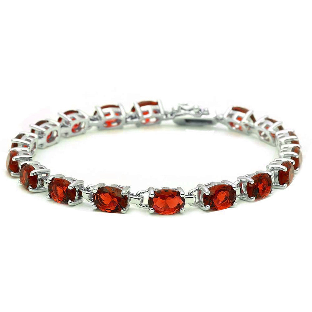 13.5CT Oval Garnet .925 Sterling Silver Bracelet 7.25" ABC Rugs Kilims