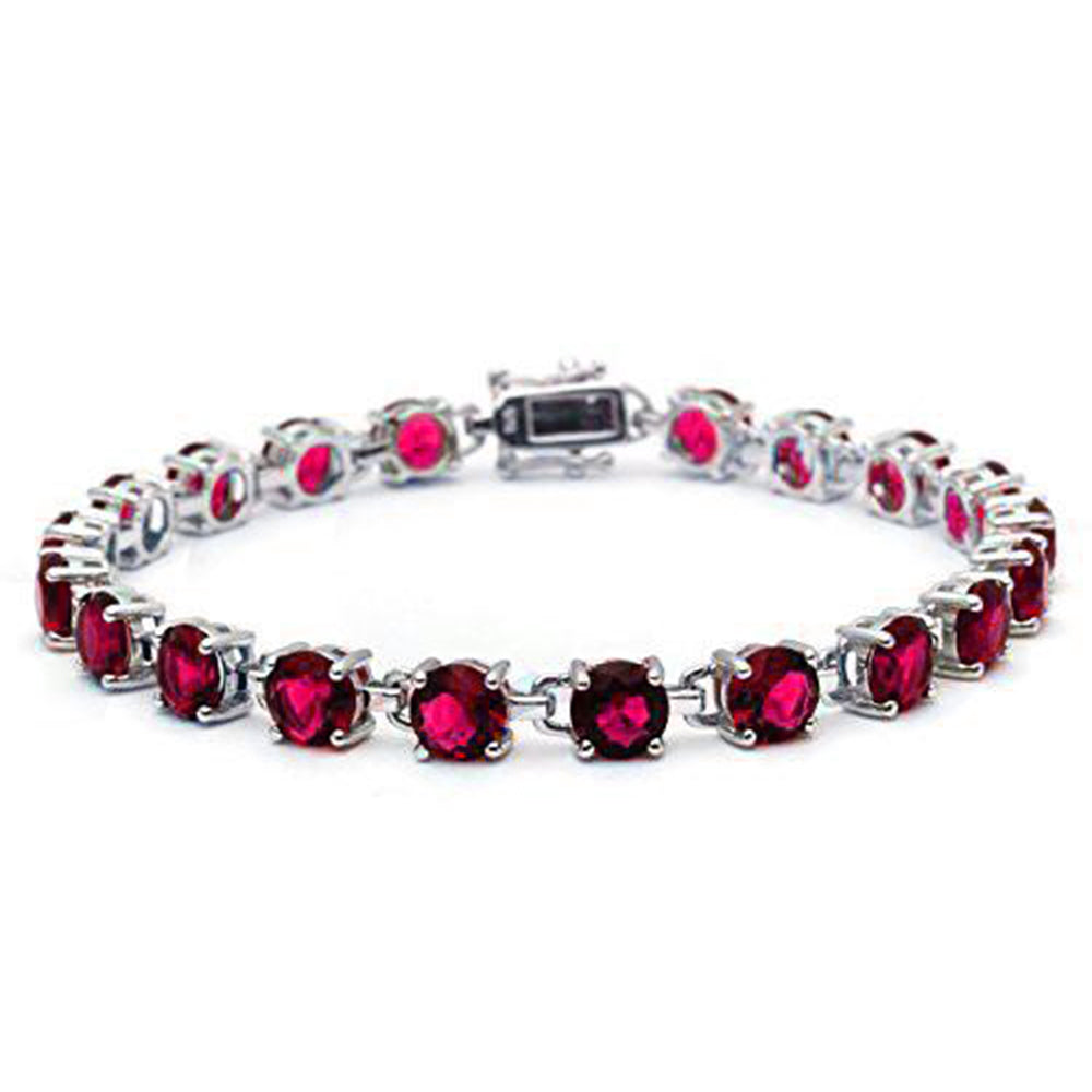 16.5CT Round Ruby .925 Sterling Silver Bracelet ABC Rugs Kilims