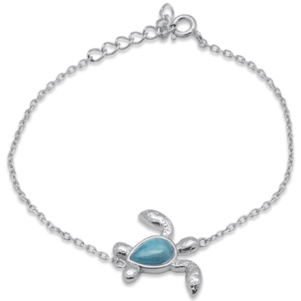 Turtle Natural Larimar .925 Sterling Silver Bracelet ABC Rugs Kilims