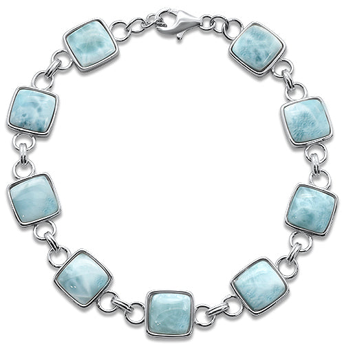 Cushion Natural Larimar .925 Sterling Silver Bracelet  8" Long ABC Rugs Kilims