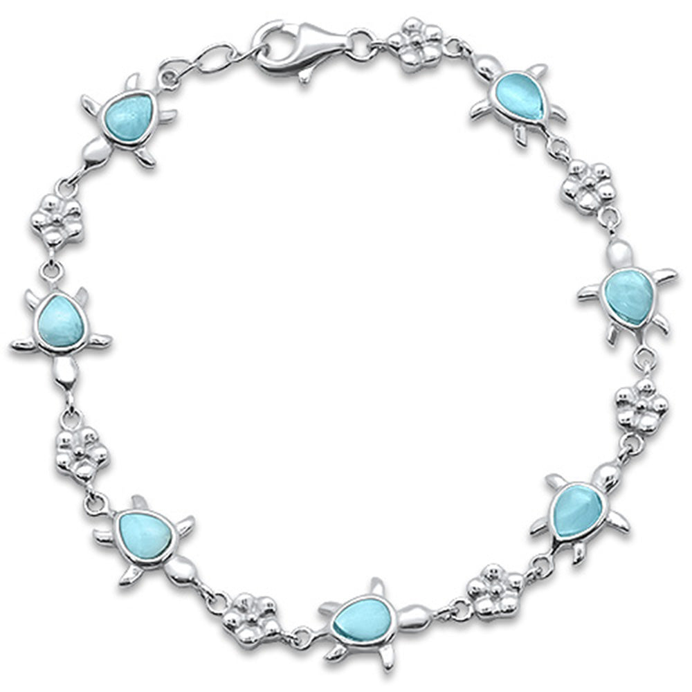 Natural Larimar Turtles .925 Sterling Silver Bracelet ABC Rugs Kilims