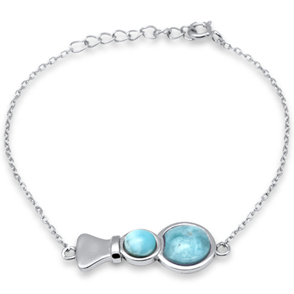 Natural Larimar .925 Sterling Silver Bracelet 6" + 1" Adjustable ABC Rugs Kilims