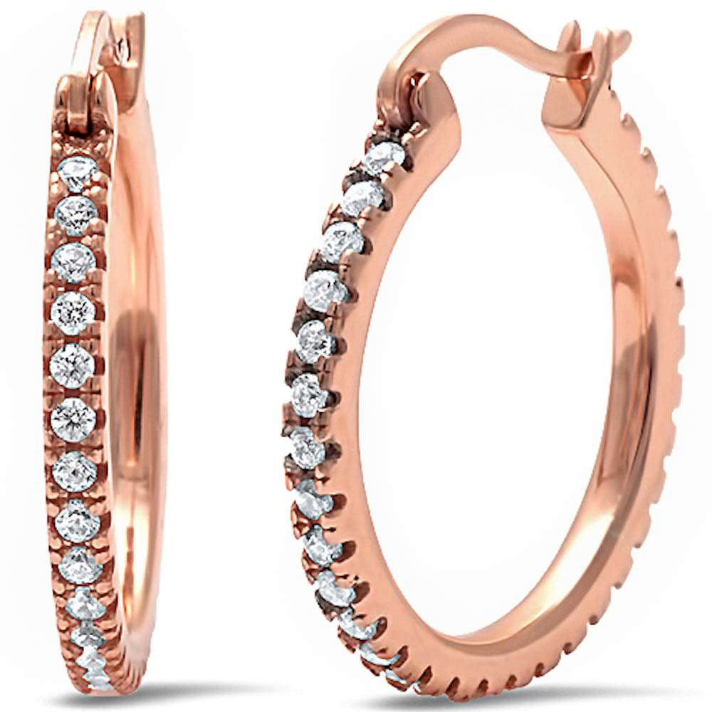 CLOSEOUT! Rose Gold Plated Round Cz Hoop .925 Sterling Silver Earrings ABC Rugs Kilims