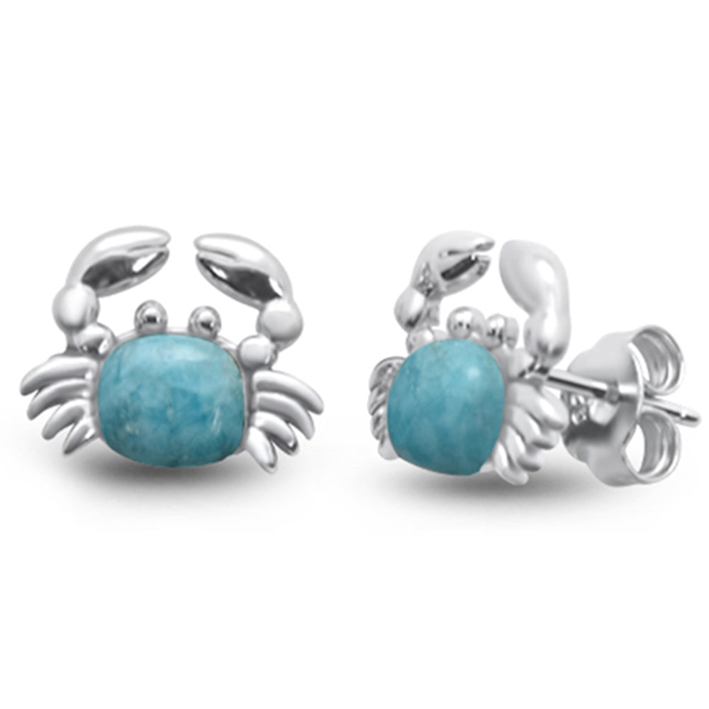 Natural Larimar Crab .925 Sterling Silver Earrings ABC Rugs Kilims