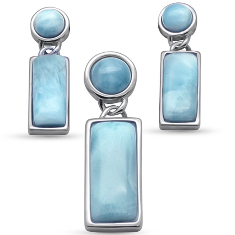 Natural Larimar .925 Sterling Silver Pendant & Earring Set ABC Rugs Kilims