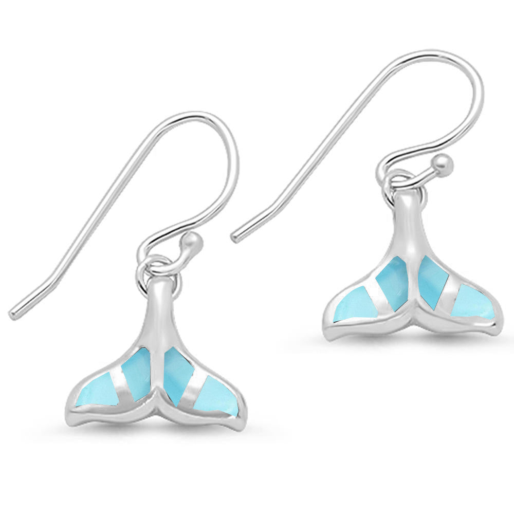 Natural Larimar Whale Tail Dangle .925 Sterling Silver Earrings ABC Rugs Kilims