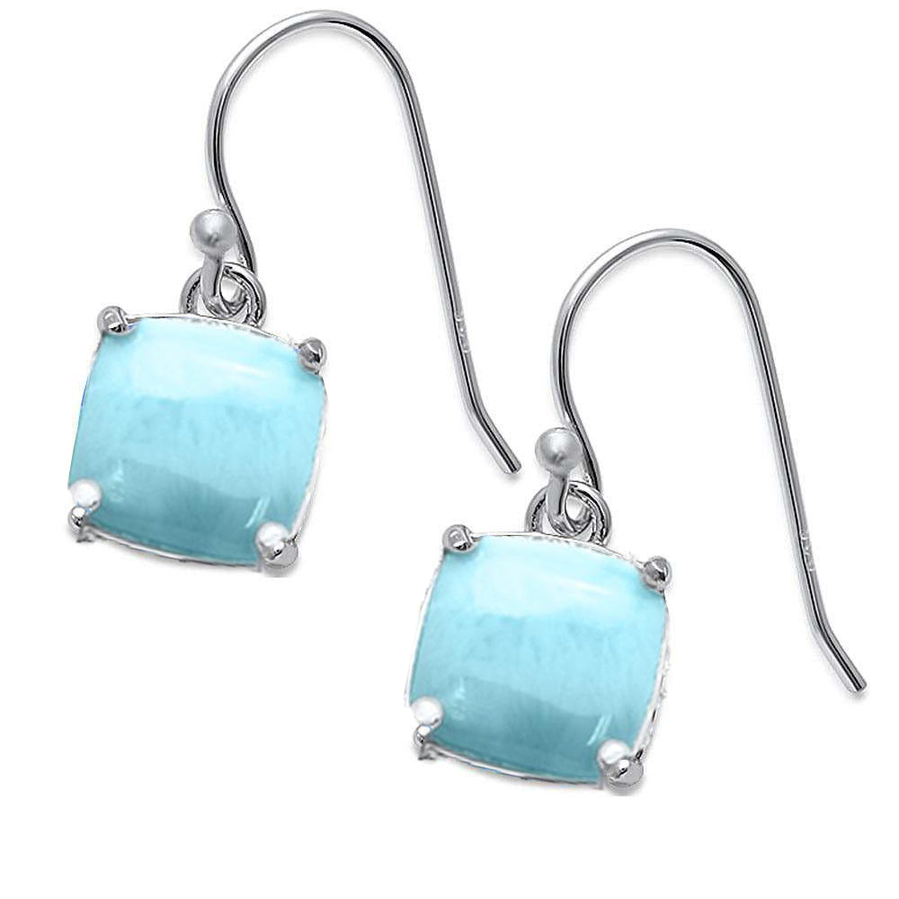 Cushion Cut Larimar Dangle Style .925 Sterling Silver Earrings ABC Rugs Kilims