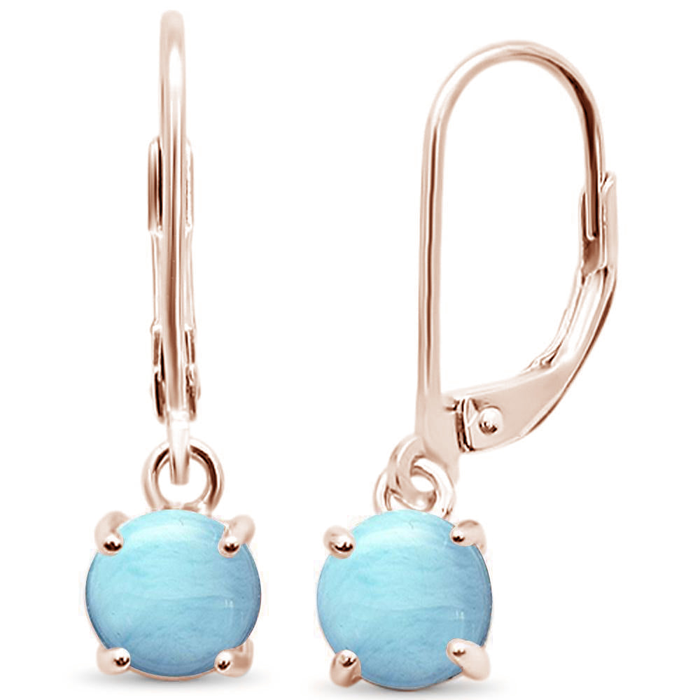 Rose Gold Plated Larimar Lever Back .925 Sterling Silver Earrings ABC Rugs Kilims